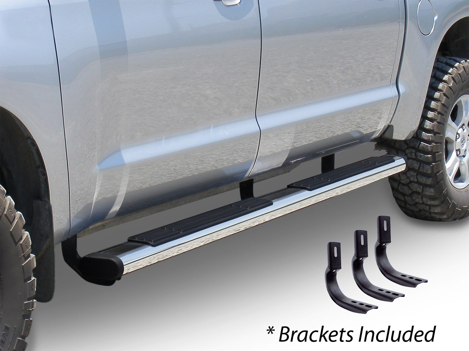 6" OE Xtreme Stainless SideSteps Kit - 87" Long + Brackets