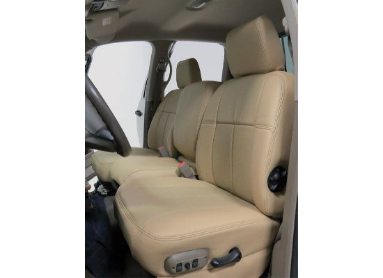 Clazzio Custom Seat Covers - Leather - Front and Rear - Beige 2016+ DBL CAB - Click Image to Close