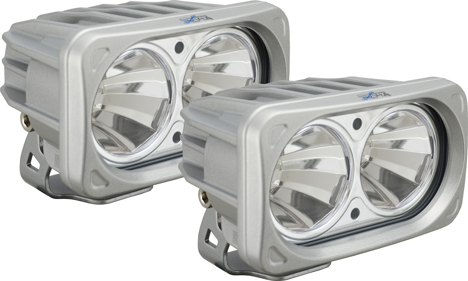 OPTIMUS SQUARE SILVER 2 10W LEDS 60? FLOOD KIT OF 2 LIGHTS - Click Image to Close