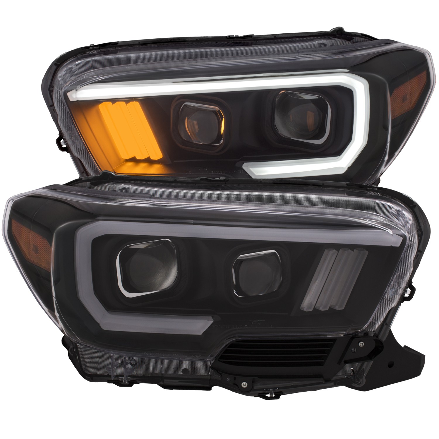 Anzo Tacoma Projector Plank Style Headlight Black w/Amber (2016-18) - Click Image to Close
