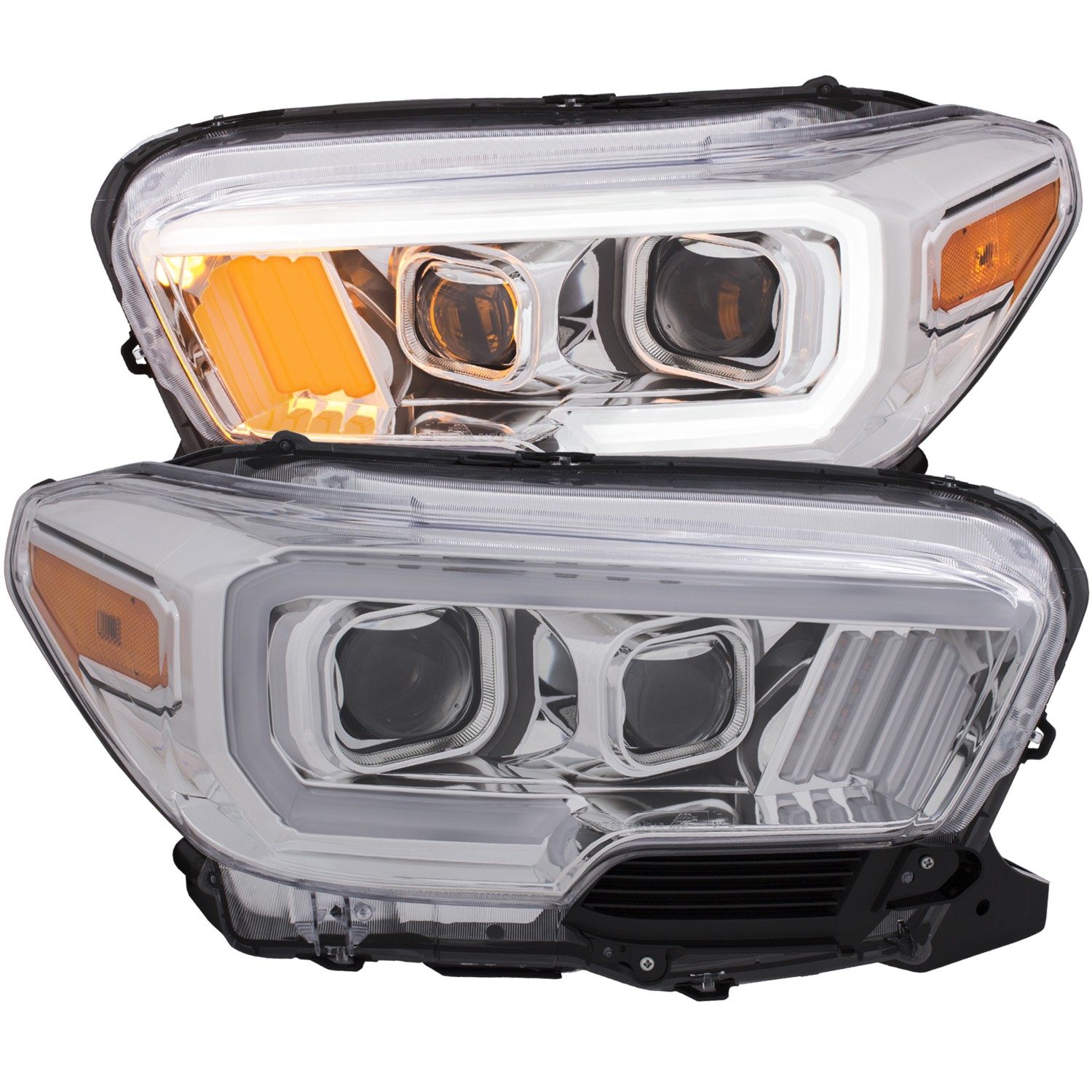 Anzo Tacoma Projector Plank Style Headlight Clear w/Amber (2016-18) - Click Image to Close