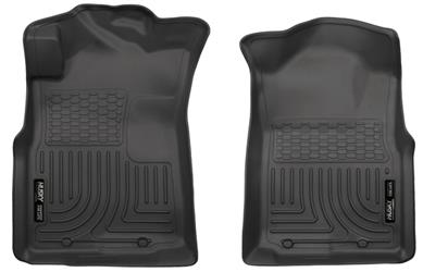 Husky Floor liner, Molded smooth fit raised ribs (2 piece) DBL Cab - 2005-2015
