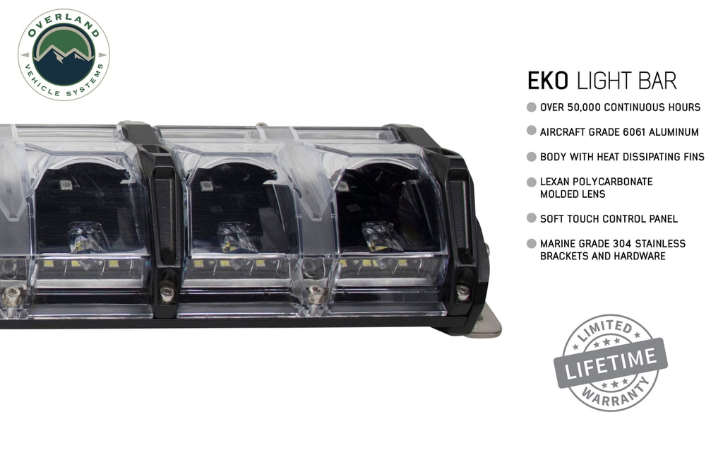 Overland Vehicle Systems 20 Inch LED Light Bar With Variable Beam DRL, RGB Back Light 6 Brightness EKO