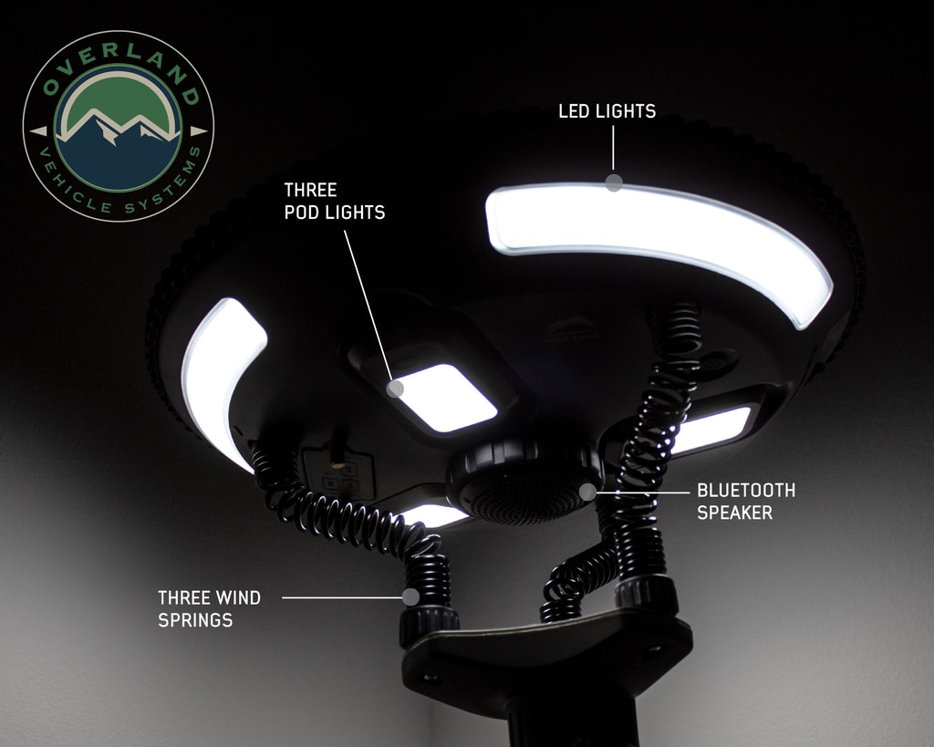 Overland Vehicle Systems Solar Camping Light Pods & Speaker Universal Wild Land - Click Image to Close