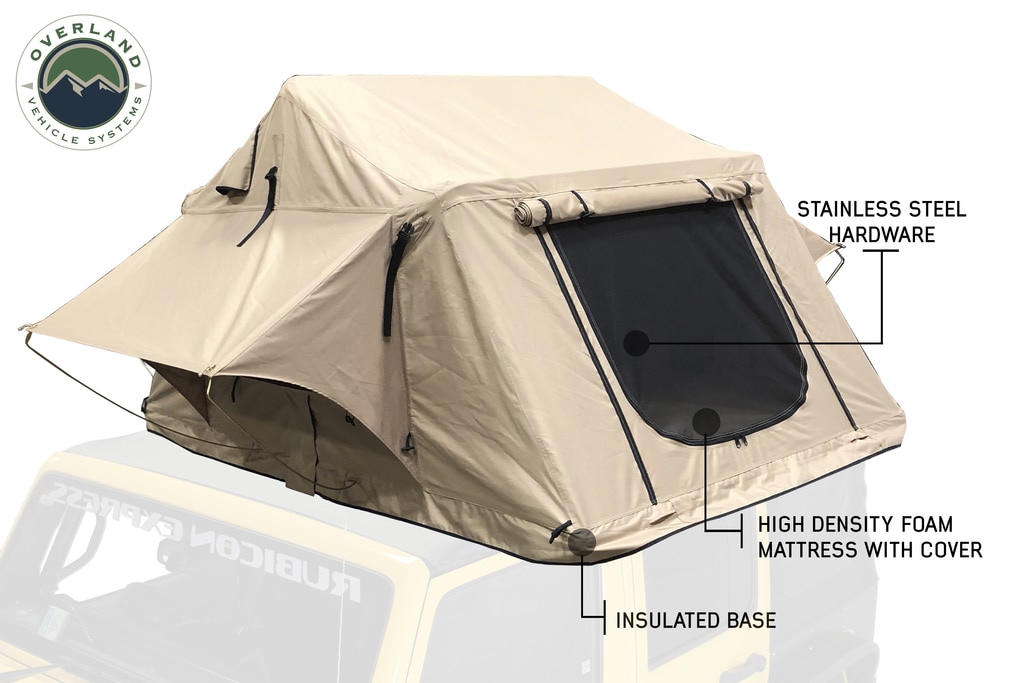 Overland Vehicle Systems Roof Top Tent 3 Person with Green Rain Fly TMBK