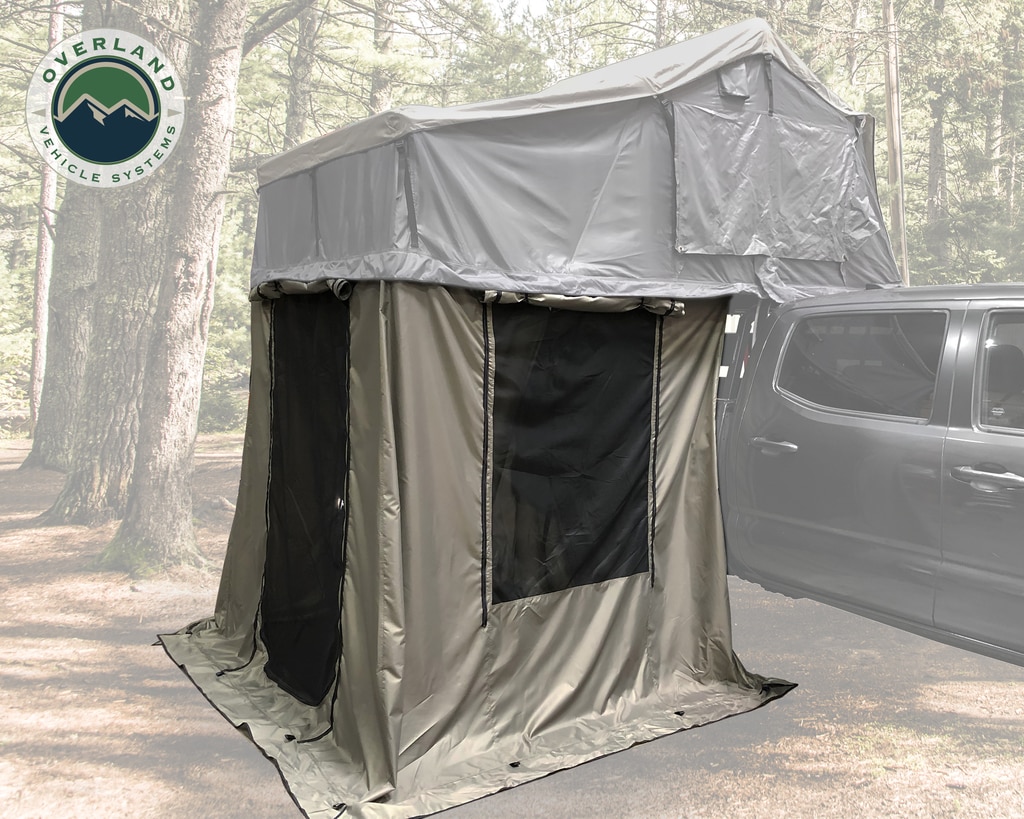 Overland Vehicle Systems Roof Top Tent 4 Person Extended Roof Top Tent With Annex Green/Gray Nomadic