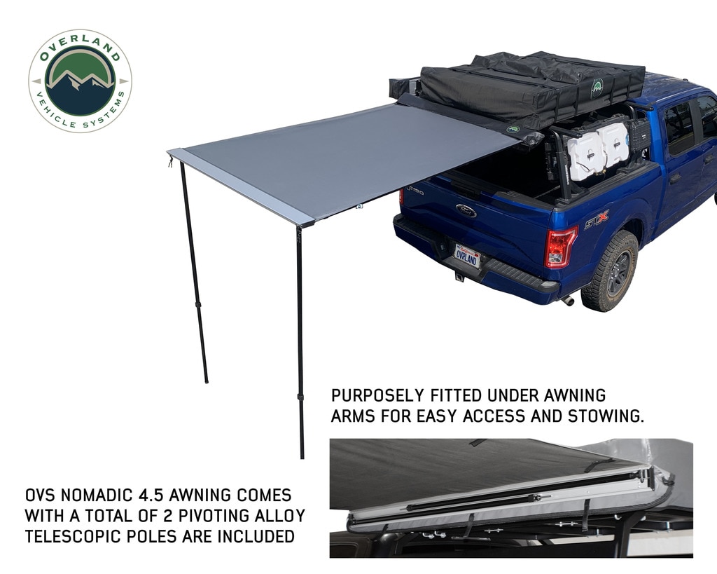 Overland Vehicle Systems Nomadic Awning 1.3 - 4.5 Foot With Black Cover