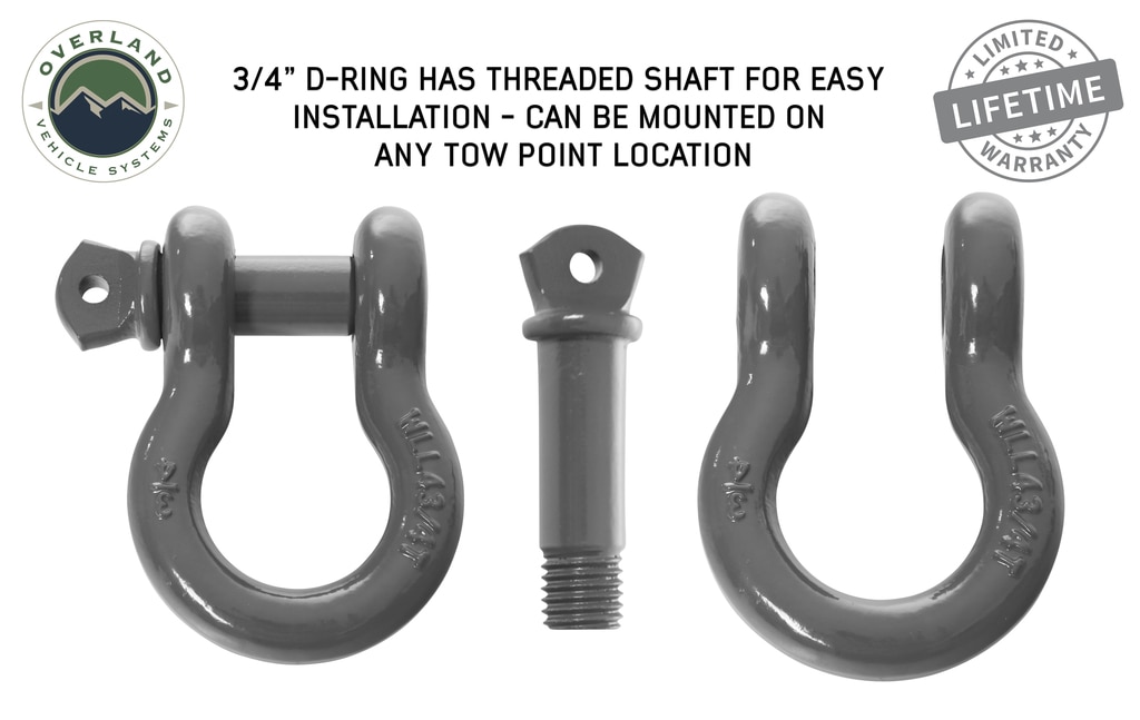 Overland Vehicle Systems Recovery Shackle 3/4 Inch 4.75 Ton Gray Universal