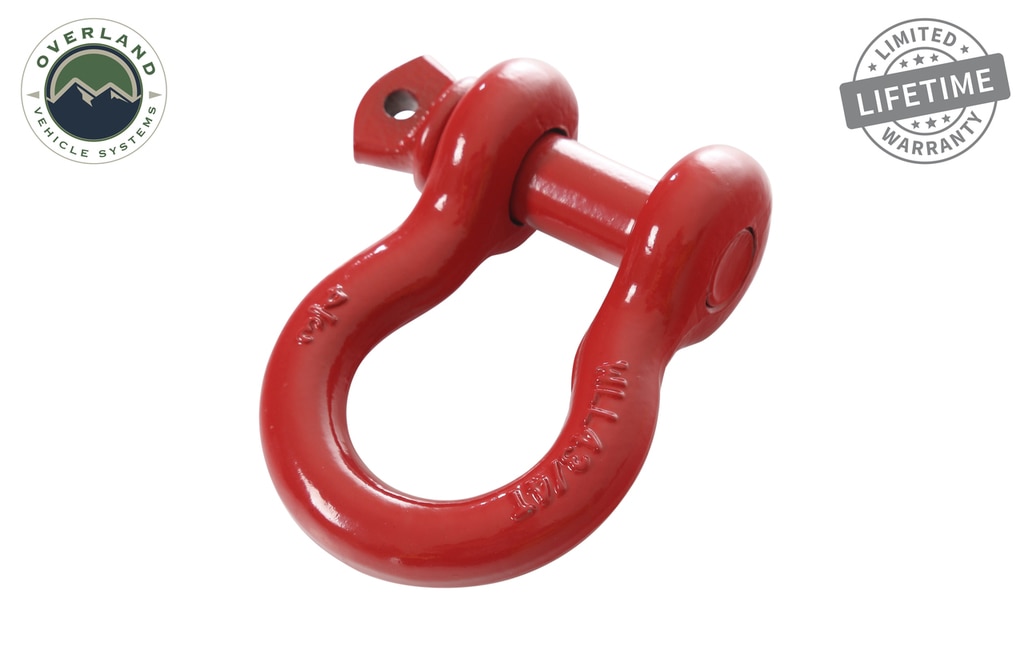 Overland Vehicle Systems Recovery Shackle 3/4 Inch 4.75 Ton Steel Gloss Red - Click Image to Close