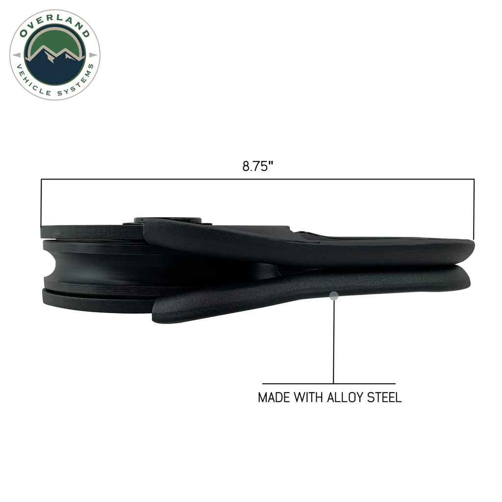 Overland Vehicle Systems Snatch Block Heavy Duty Matte Black Steel - Click Image to Close