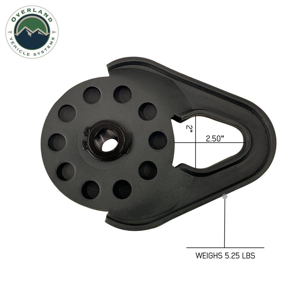 Overland Vehicle Systems Snatch Block Heavy Duty Matte Black Steel - Click Image to Close