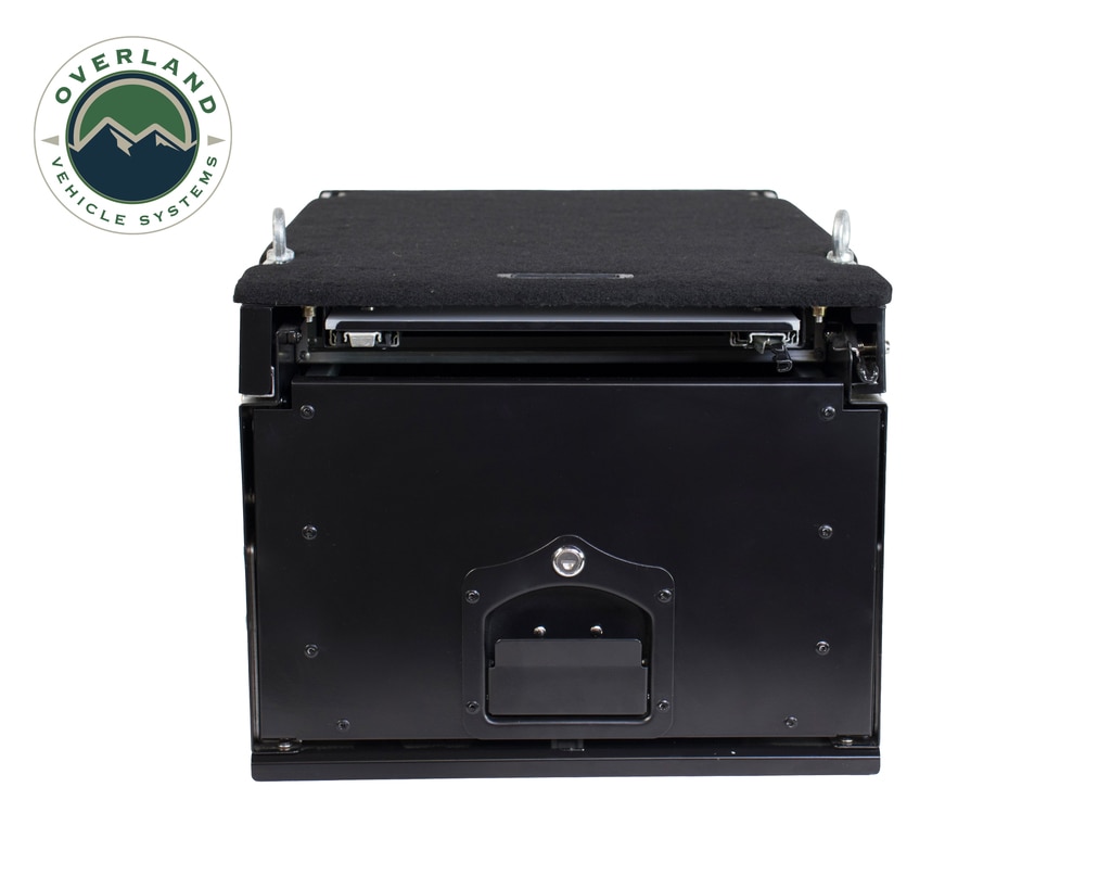 Overland Vehicle Systems Cargo Box With Slide Out Drawer & Working Station Size Black Powder Coat Universal