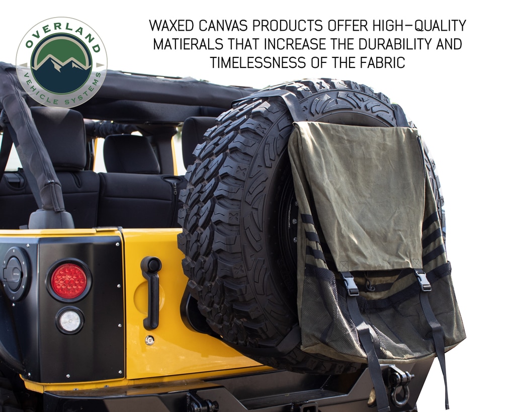Overland Vehicle Systems Extra Large Trash Bag Tire Mount 16 LB Waxed Canvas Universal