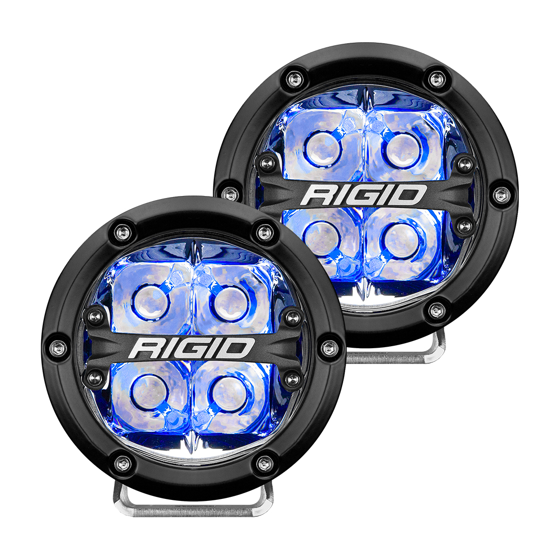 Rigid Industries 360-Series 4 Inch Led Off-Road Spot Beam Blue Backlight Pair - Click Image to Close