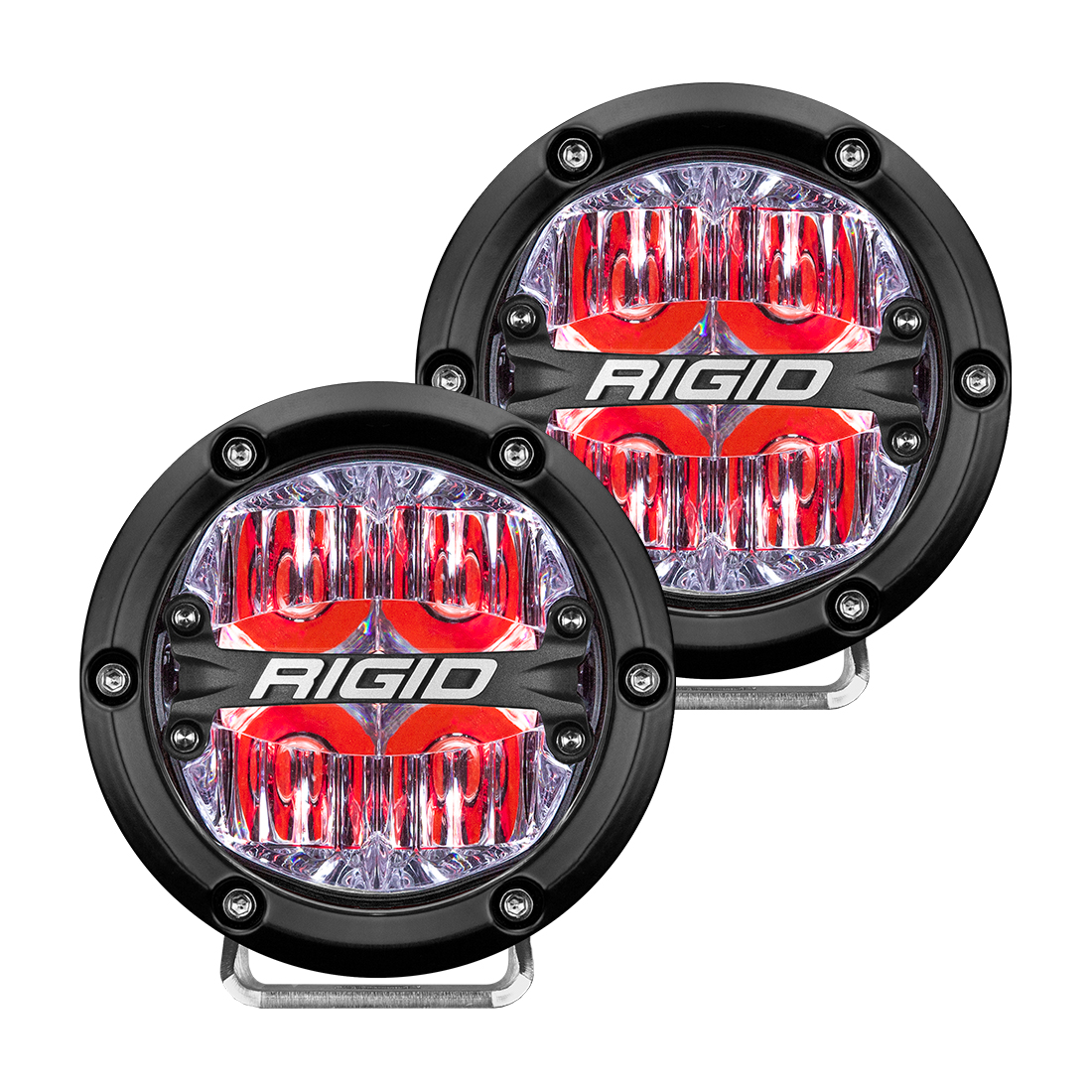 Rigid Industries 360-Series 4 Inch Led Off-Road Drive Beam Red Backlight Pair - Click Image to Close