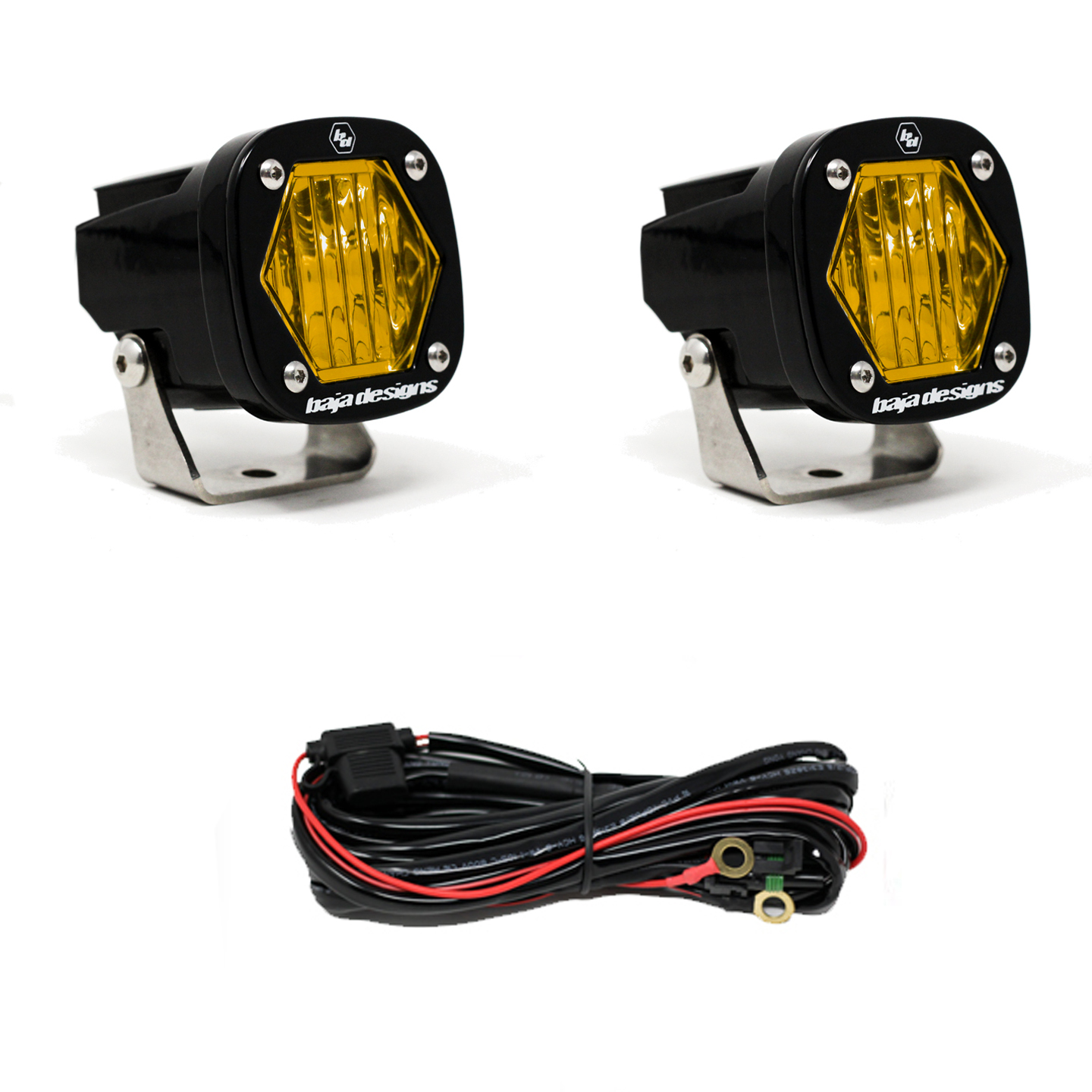 Baja Designs S1 Amber Wide Cornering LED Light with Mounting Bracket Pair