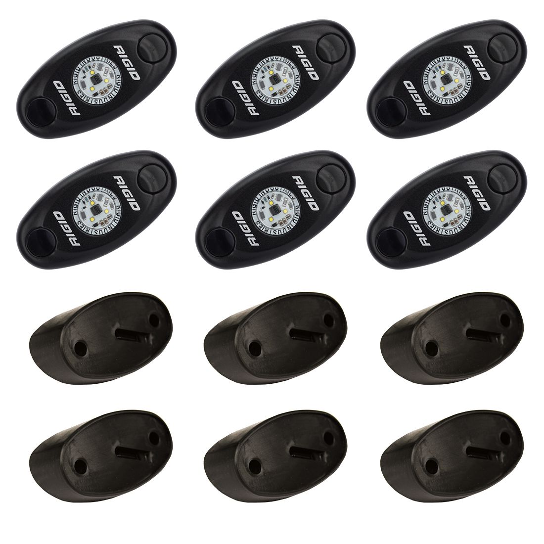 Rigid Industries Rock Light Kit Amber Set of 6 Lights A-Series - Click Image to Close