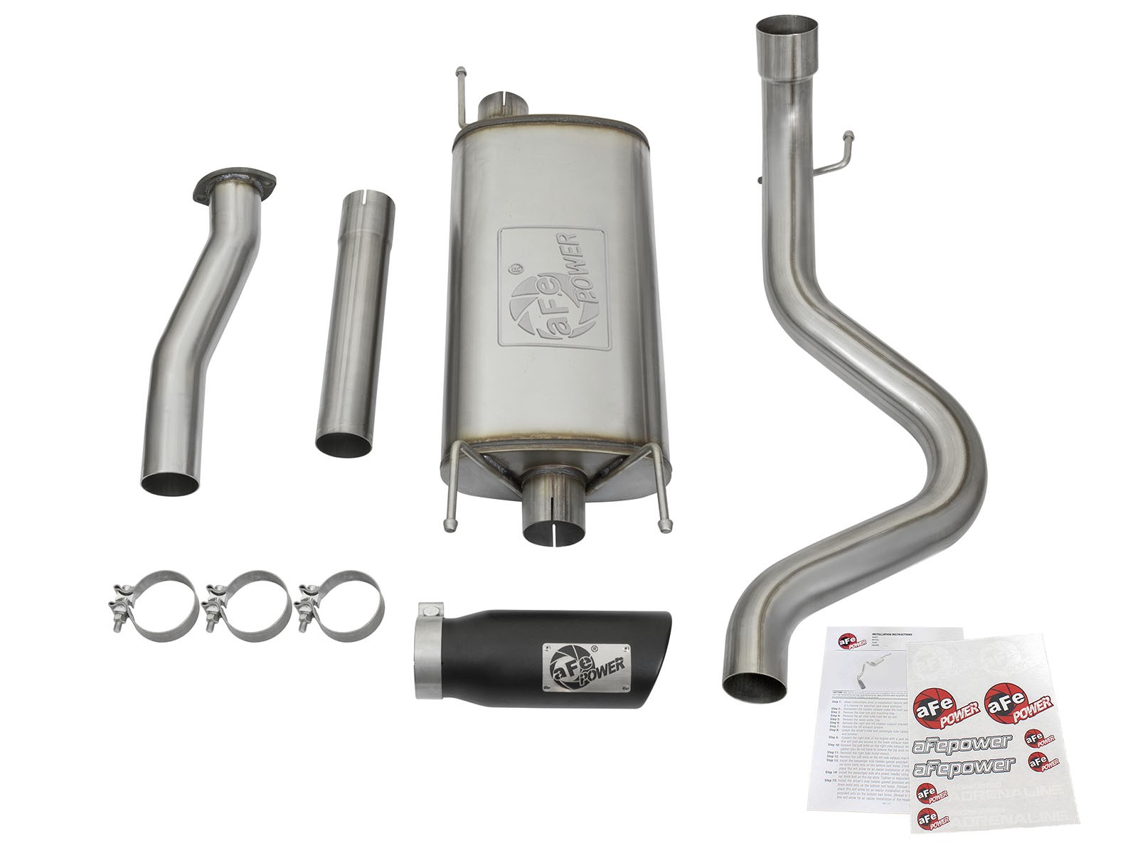 aFe POWER MACH Force-Xp 3" Stainless Steel Cat-Back Exhaust System - Black Tip - Click Image to Close