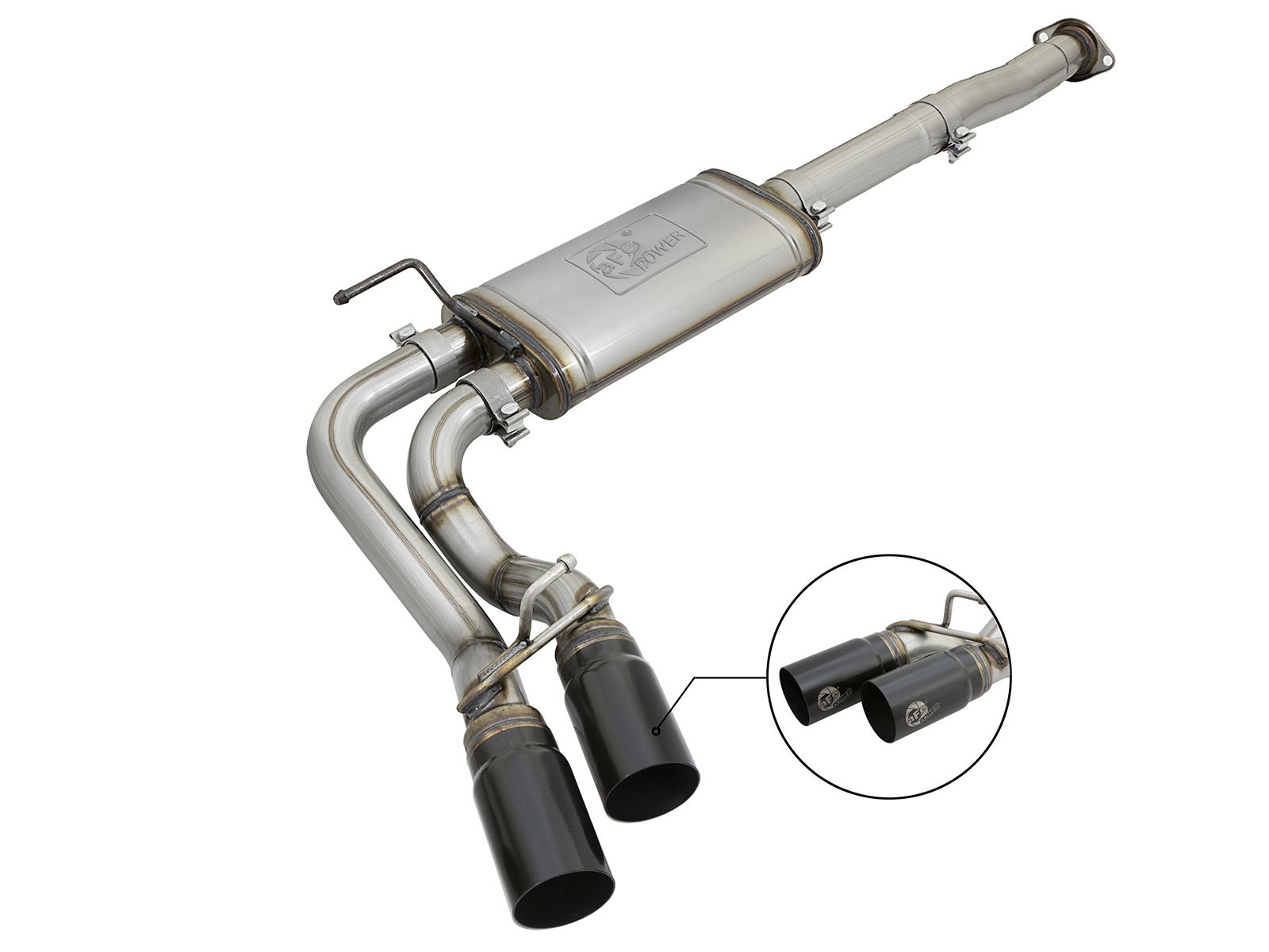 AFE Rebel Series 3" 409 Stainless Steel Cat-Back Exhaust System w/ Black Tips - Click Image to Close