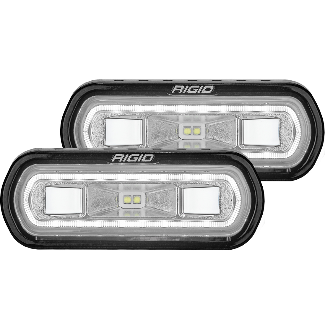 Rigid Industries SR-L Series Off-Road Spreader Pod 3 Wire Surface Mount with White Halo Pair - Click Image to Close