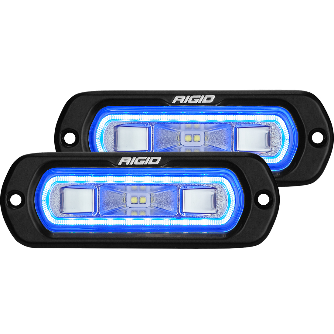 Rigid Industries SR-L Series Off-Road Spreader Pod 3 Wire Flush Mount With Blue Halo Pair - Click Image to Close