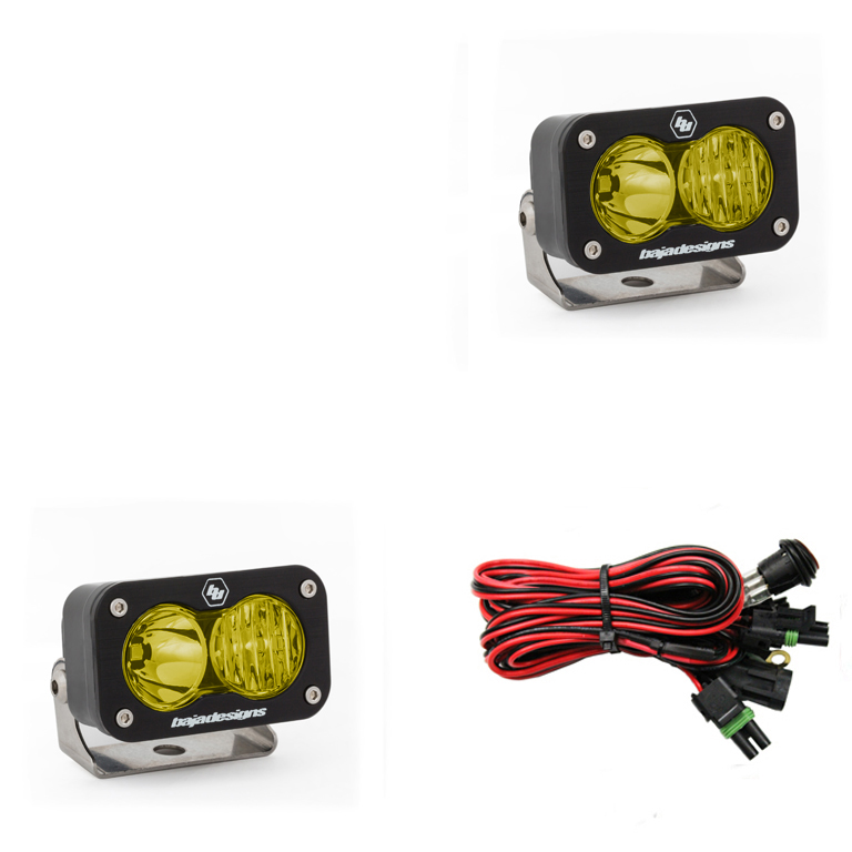 Baja Designs LED Work Light Amber Lens Driving Combo Pattern Pair S2 Sport
