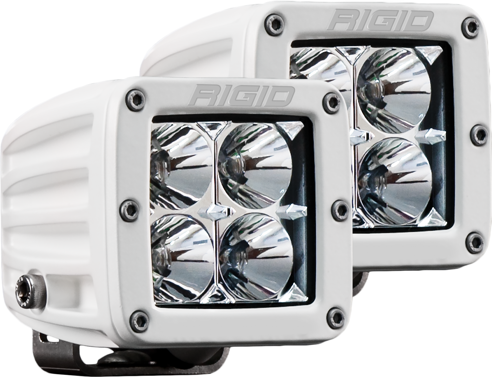 Rigid Industries Hybrid Flood Surface Mount White Housing Pair D-Series Pro - Click Image to Close