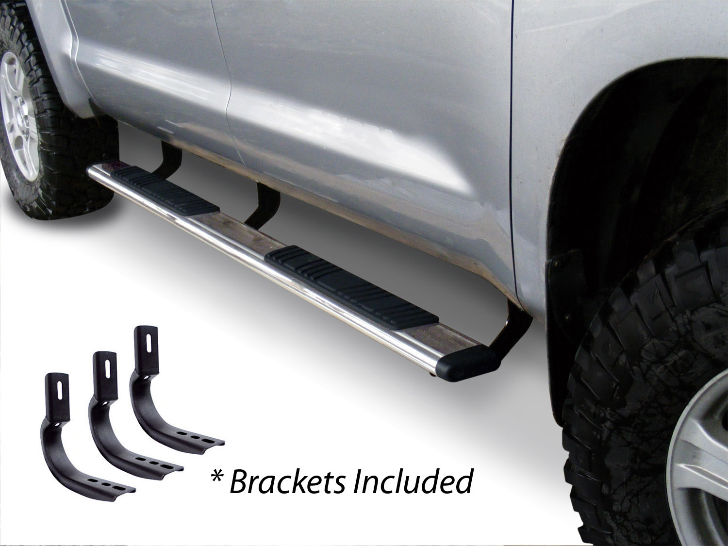 5" OE Xtreme Low Profile SideSteps Kit - 87" Long Stainless Steel + Brackets