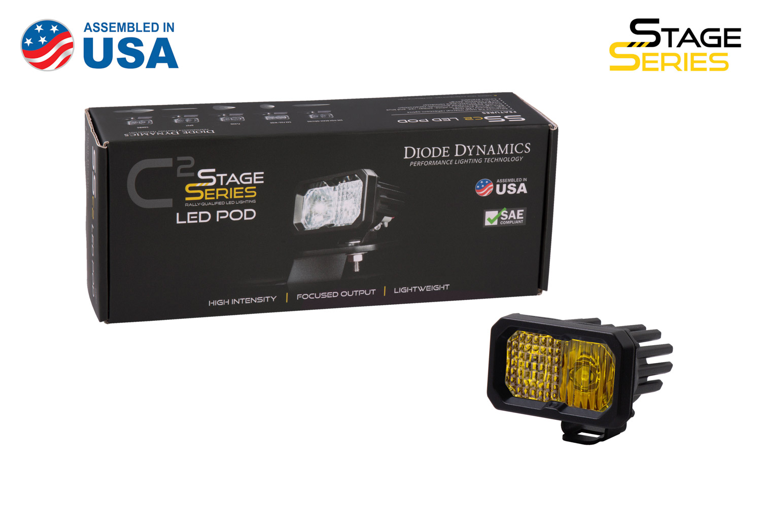 Diode Dynamics Stage Series 2 Inch LED Pod, Sport Yellow Driving Standard ABL Each - Click Image to Close