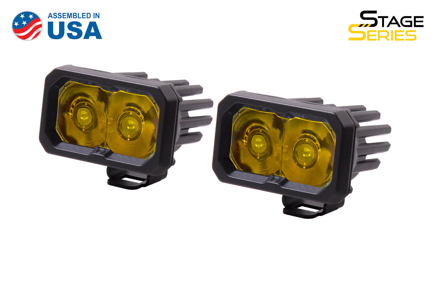 Diode Dynamics Stage Series 2 Inch LED Pod, Sport Yellow Spot Standard ABL Pair - Click Image to Close