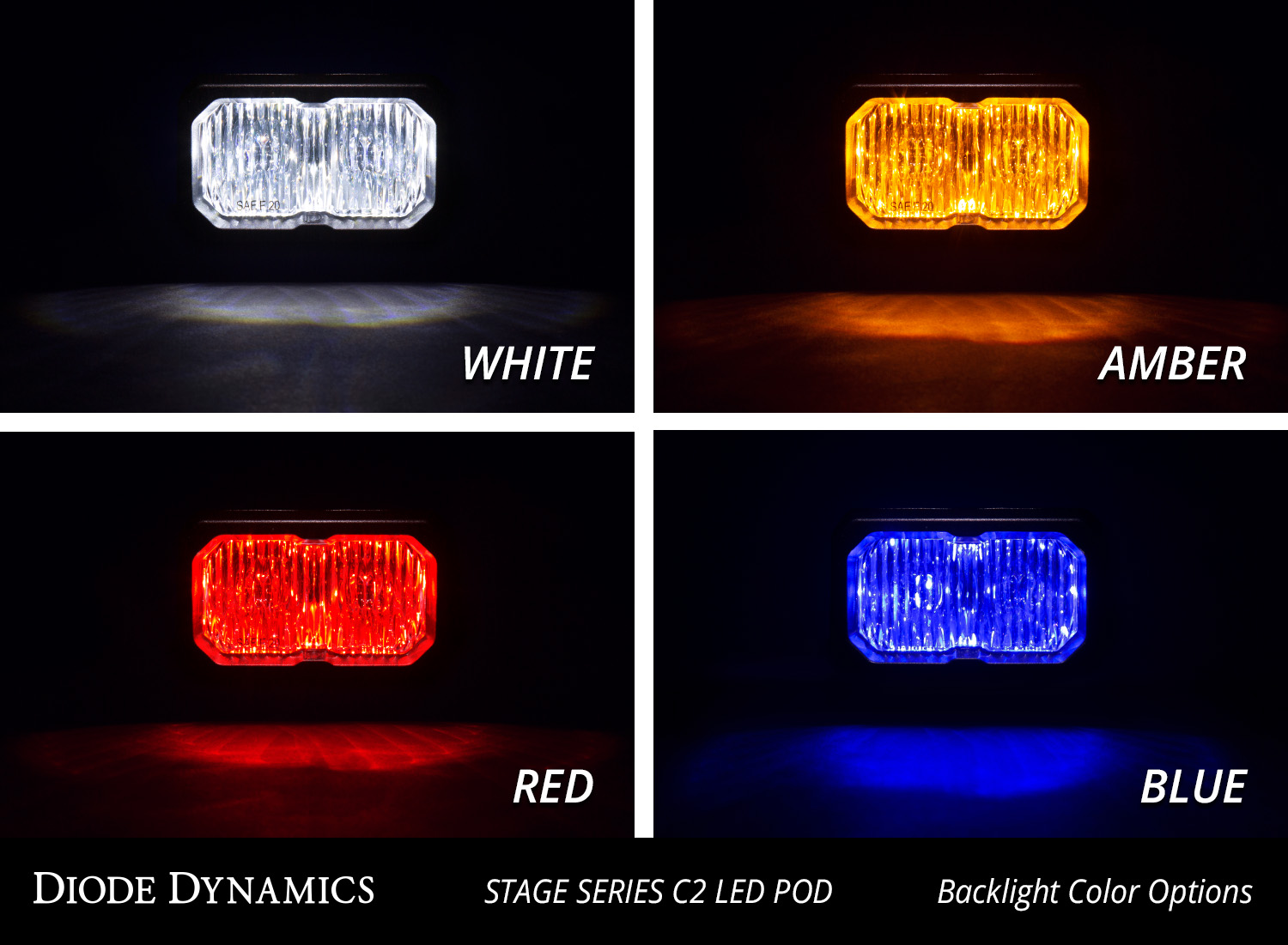 Diode Dynamics Stage Series 2 Inch LED Pod, Pro White Flood Standard ABL Pair