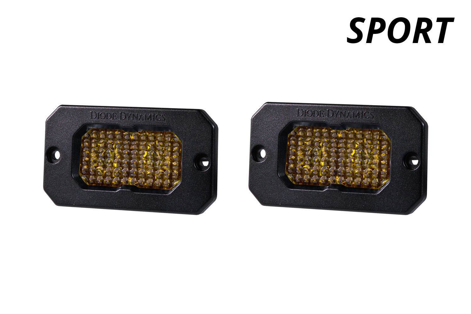 Diode Dynamics Stage Series 2 Inch LED Pod, Sport Yellow Flood Flush ABL Pair - Click Image to Close