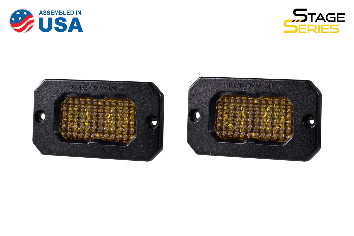Diode Dynamics Stage Series 2 Inch LED Pod, Pro Yellow Flood Flush ABL Pair