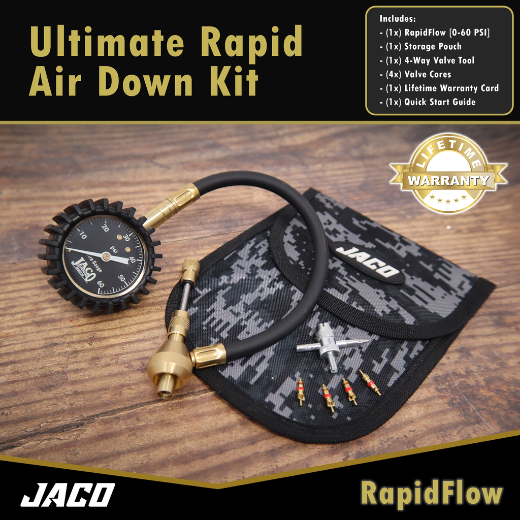 JACO RapidFlow Tire Deflator Gauge (0-60 PSI)