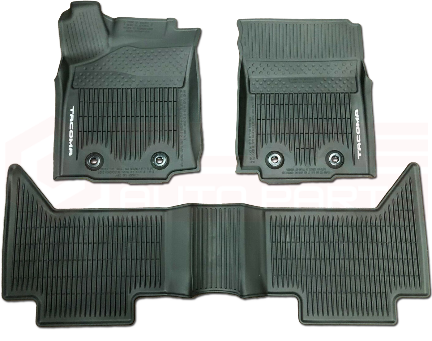 All Weather Floor Liners Tacoma Double Cab Auto Black 2018-19 - Click Image to Close